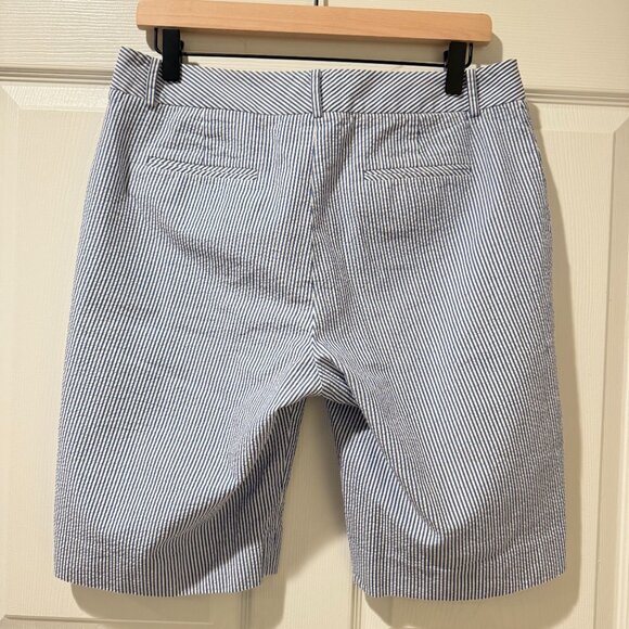 346 Brooks Brothers Seersucker Navy Striped Bermuda Shorts 100% Cotton Size 8 - Picture 4 of 10